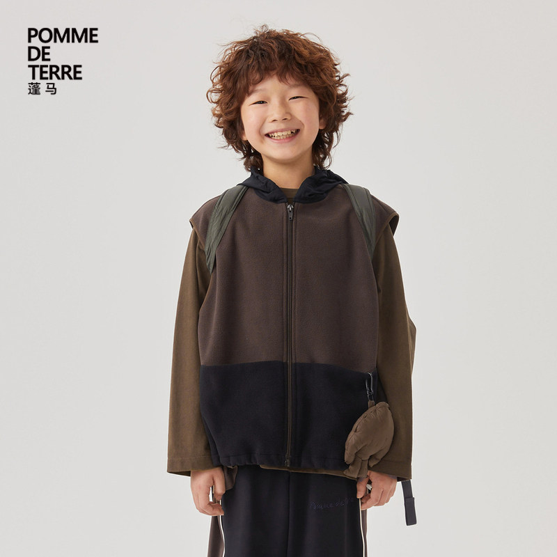 [运动系列]蓬马大童马甲外套摇粒绒复古秋装男女童pomme de terre,童装/婴儿装/亲子装,马甲,淘宝优惠券,粉丝福利购,淘宝优惠卷