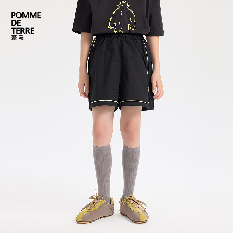 蓬马大童短裤子新疆阿克苏棉镶边春夏装男女儿童pomme de terre