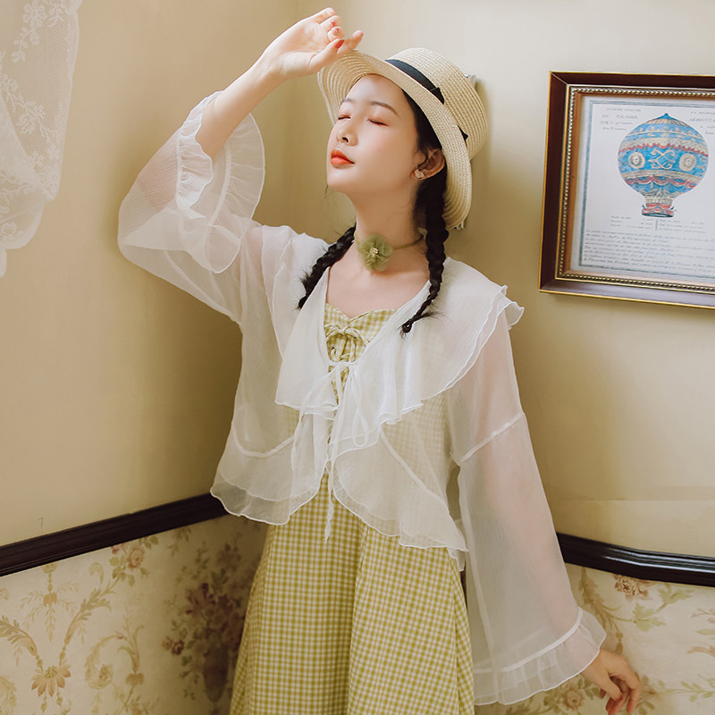 薄款防晒衣开衫女雪纺仙女超仙洋气百搭短款外搭小披肩搭吊带裙子