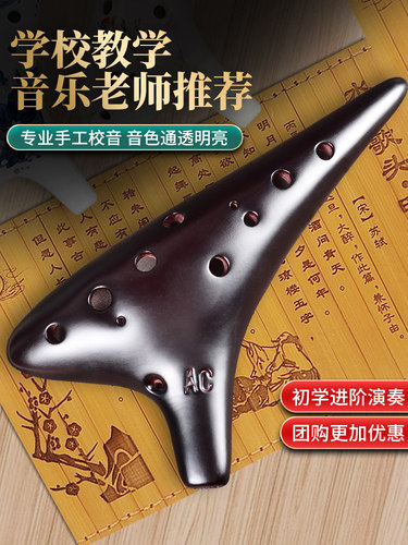 陶笛乐器12孔AC初学者入门中音十二孔C调专业熏烧埙小学生子吹奏