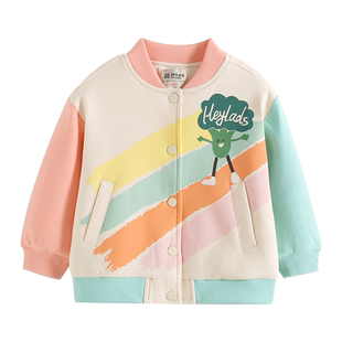 男生女生童装女童外套春秋款2024新款蔬果撞色印花上衣中小童衣服