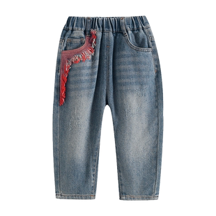 男生女生童装男童牛仔裤秋装儿童裤子春秋款2024新款洋气直筒长裤