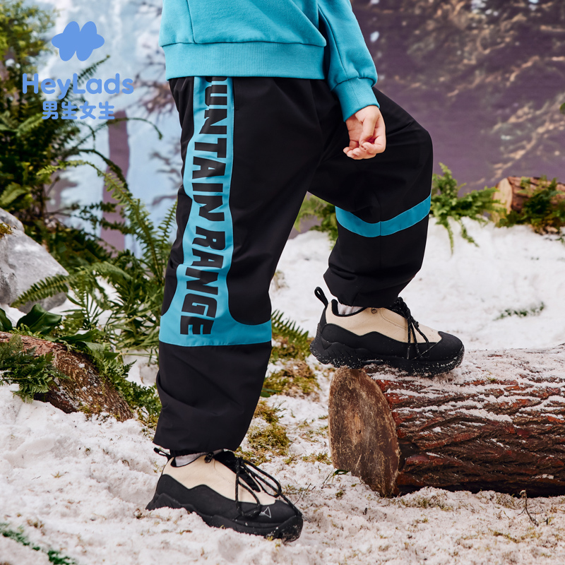 男生女生男大童个性撞色宽松束脚长裤NPXEJ43089A