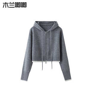 MLJJ 加厚连帽休闲纯羊毛针织开衫25新款显瘦百搭气质毛衣外套女