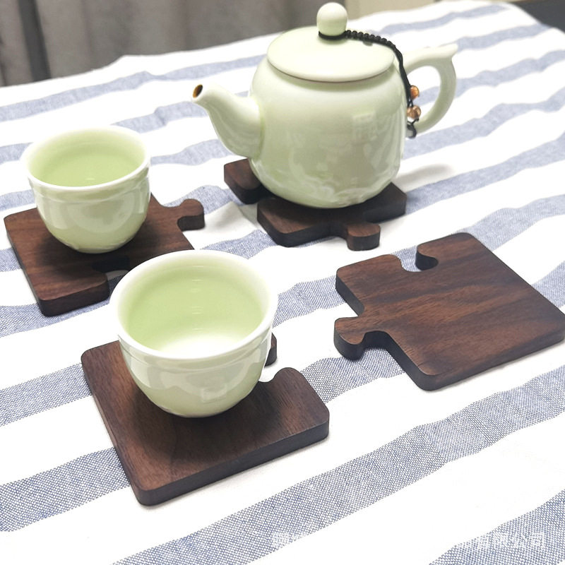 实木原木茶杯垫黑胡桃道
