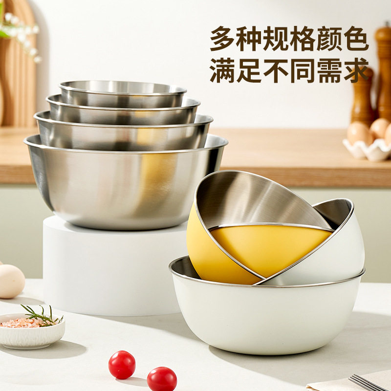 304不锈钢沙拉盆料理韩式带刻度打蛋和面盆家用多用盆厨房洗菜盆