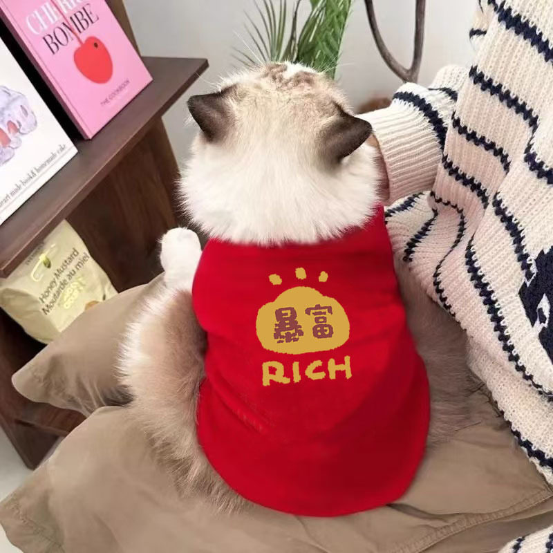 新年红色喜庆宠物衣服冬