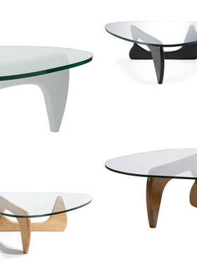 北欧简约设计师家具野口勇原木白蜡实木钢化玻璃异形艺术创意茶几