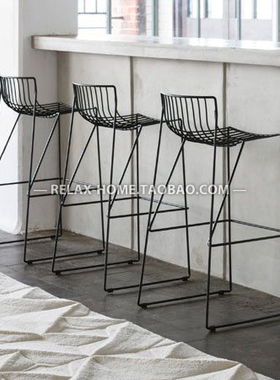 简约LOFT咖啡店办公户外花店园铁艺工业风可叠放高脚凳酒吧台椅子