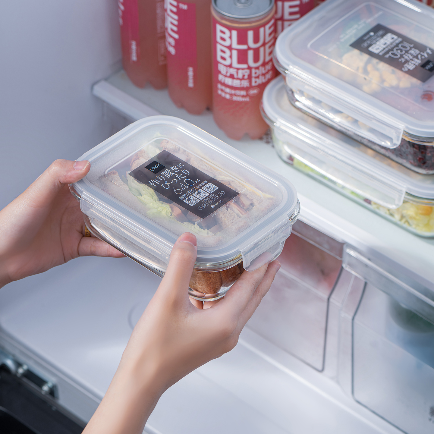 日本asvel玻璃饭盒套装微波加热