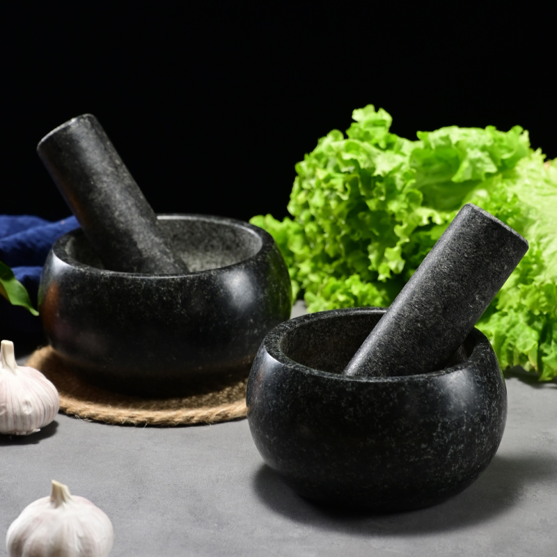 家用天然石头打磨剥蒜器压蒜器蒜泥器天然捣蒜器石臼蒜臼子捣药罐