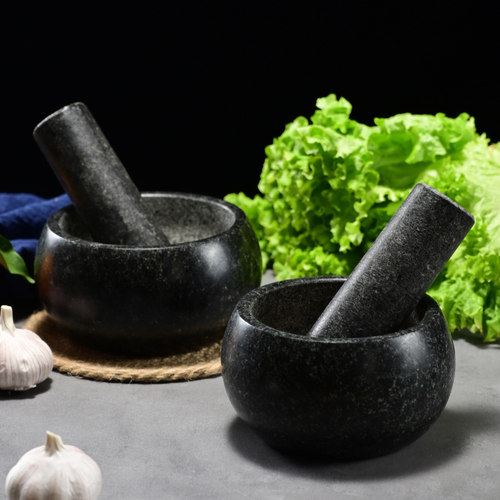 家用天然石头打磨剥蒜器压蒜器蒜泥器天然捣蒜器石臼蒜臼子捣药罐