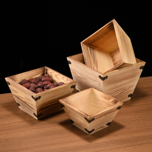 米斗创意粗陶客厅摆件入伙招财结婚开张礼品实木升斗日进斗金