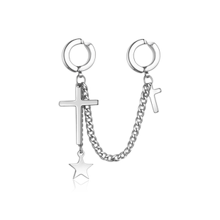 耳夹男链条十字架无洞耳环男女暗黑一体式组合耳骨夹无耳洞耳钉男