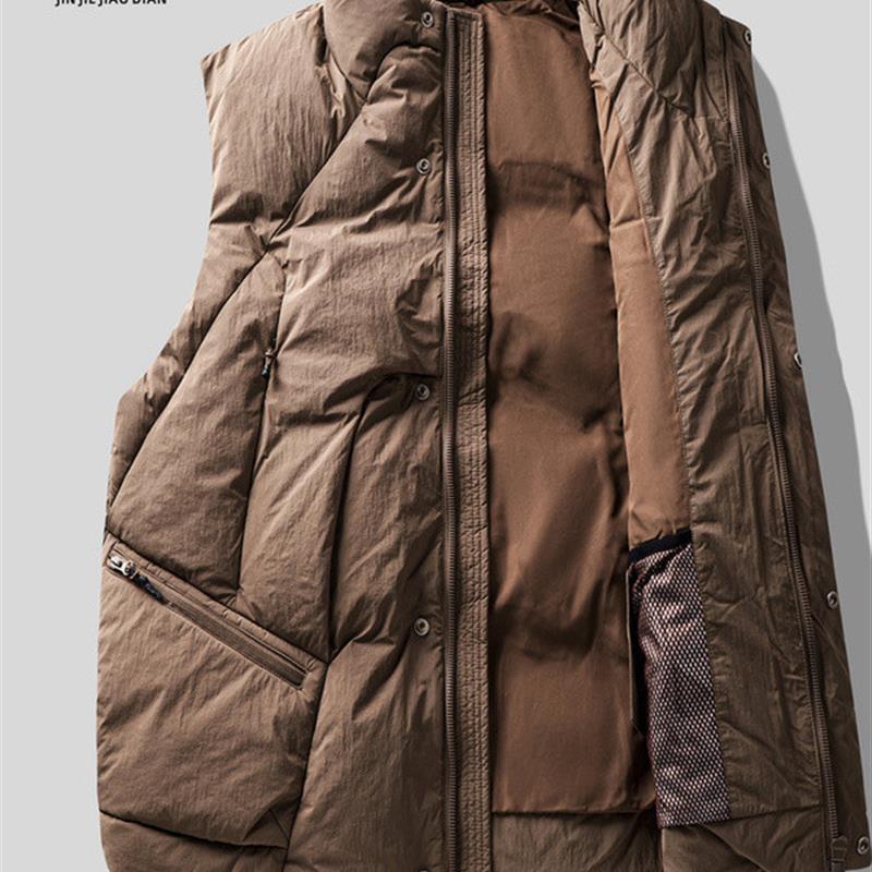 舱体式立体高蓬松白鸭绒加厚羽绒马甲男士冬季外穿保暖羽绒背心男