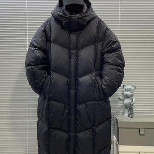 青少年中长款羽绒服男士加厚冬季宽松潮牌高中学生白鸭绒保暖外套