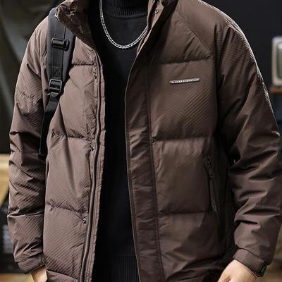 美式复古短款羽绒服男2025冬季新款90白鸭绒加厚保暖立领外套男款