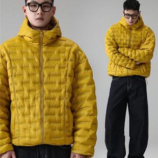 方界明光90白鸭绒立体排骨连帽羽绒服男冬宽松大码外套