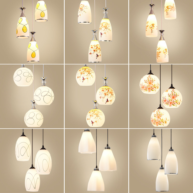 餐厅吊灯现代简约三头餐厅灯创意吧台卧室饭厅餐桌新款玻璃吊灯具