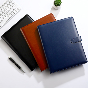 锦兔多功能文件夹带扣pu皮质A4便签本带磁扣商务经理夹资料夹保险商务销售夹垫板合同夹谈判夹