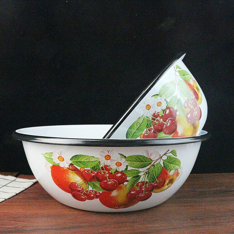 特厚搪瓷盆 加深搪瓷碗吃饭碗搪瓷面盆大碗汤盆菜盆搅拌碗 洗手