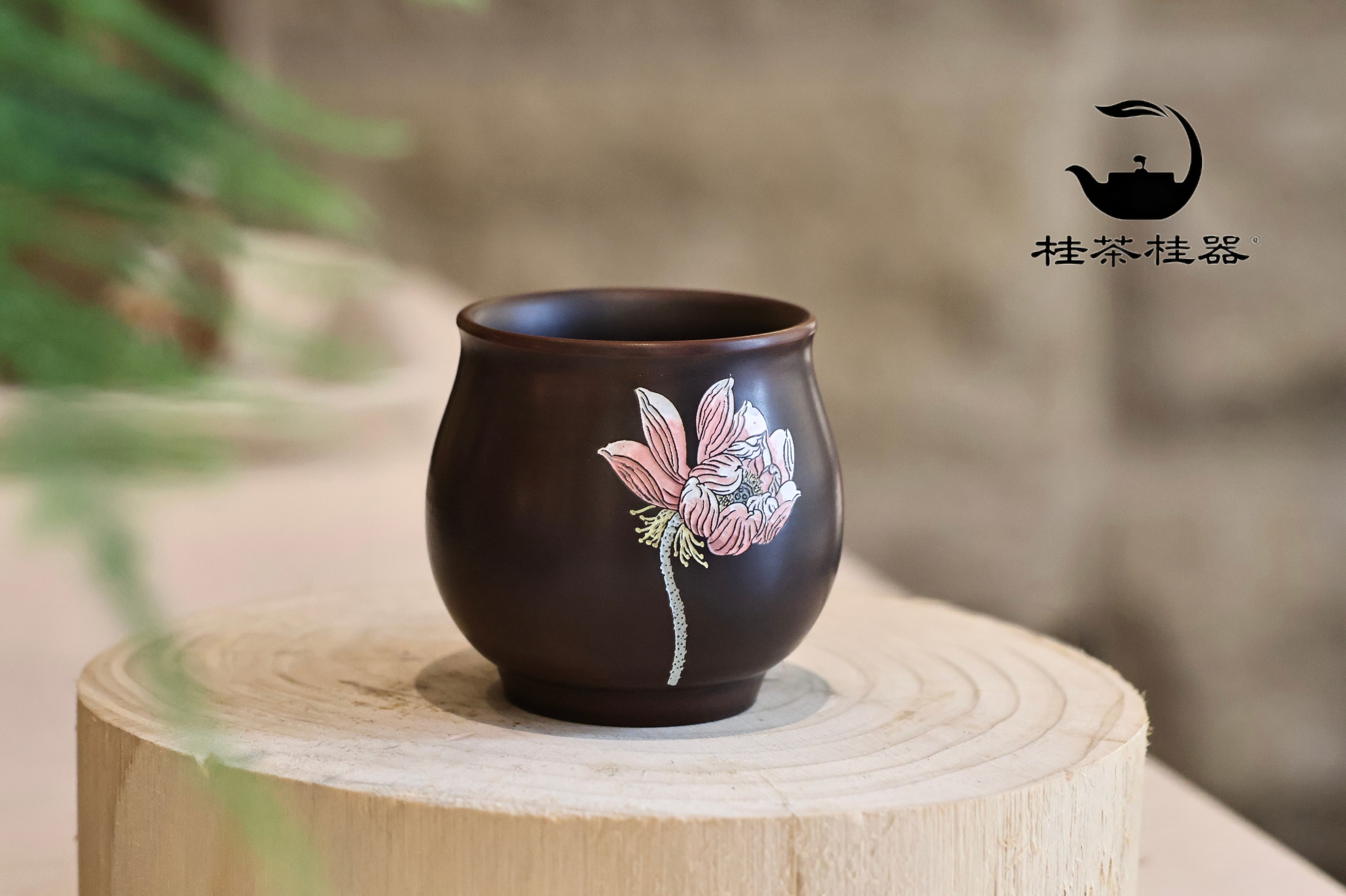 桂茶桂器｜粉荷清韵坭兴陶主人杯 彩绘荷花温润中式非遗茶器赠礼