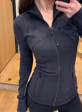 lebi lulu磨毛DF立领瑜伽服长袖收腰女秋冬修身跑步运动夹克上衣