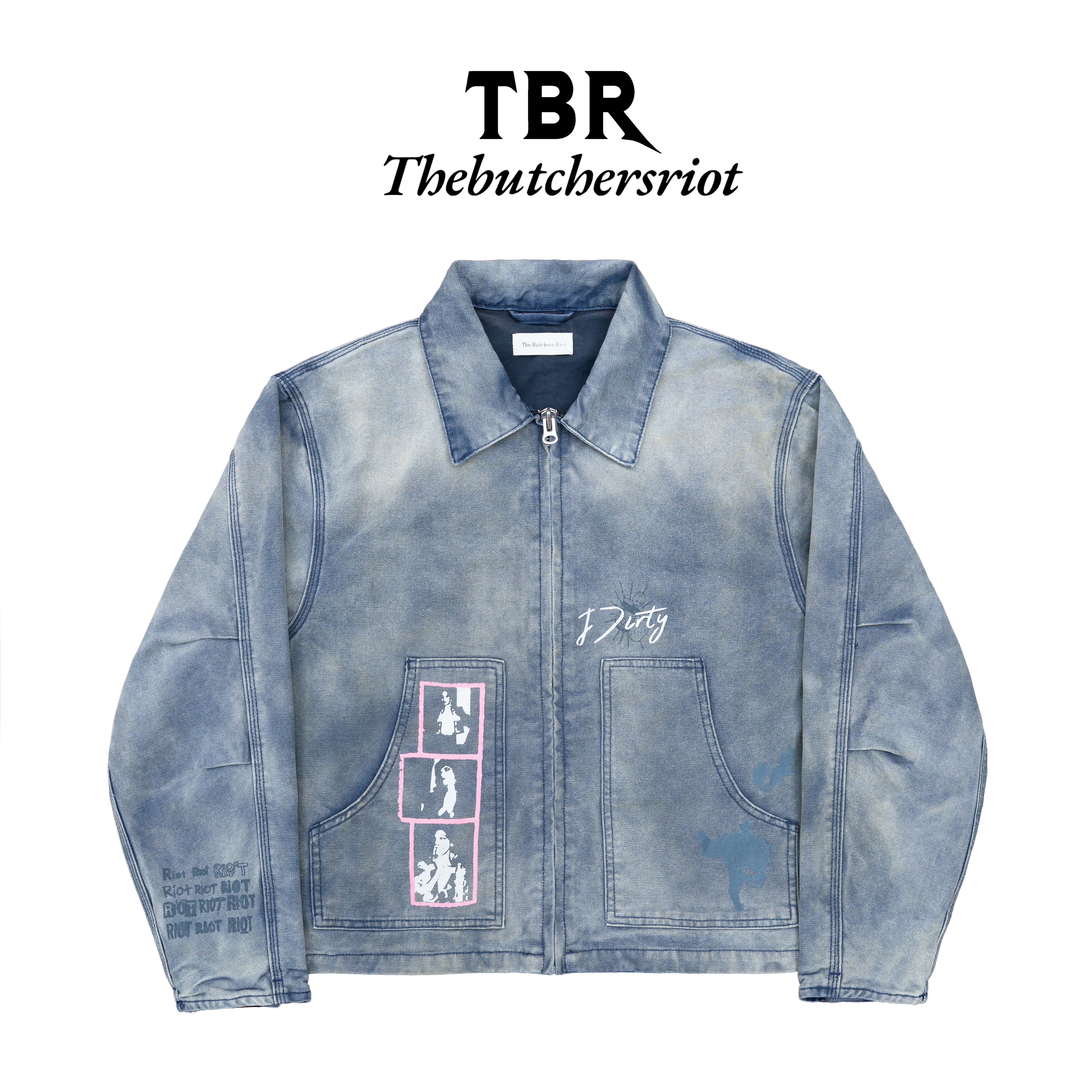 TBR 朋克印花法工蓝j22珠帆布薄款夹克短款版型夹克,男装,夹克,淘宝优惠券,粉丝福利购,淘宝优惠卷