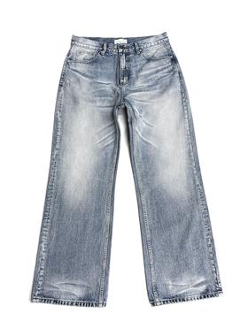 TBR 牛王系列10 青光骨白蓝紫线雪花蓝牛宽松直筒小A字版型牛仔裤