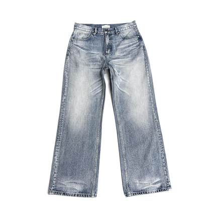 TBR 牛王系列10 青光骨白蓝紫线雪花蓝牛宽松直筒小A字版型牛仔裤