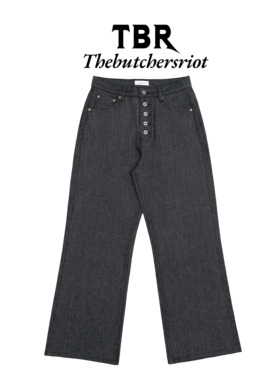 TBR 五连扣原牛 黑棉羽康龙宽松直筒牛仔裤14oz