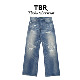 银线赤耳牛仔裤 haonanhuang 水洗竹节蓝破坏补丁立体猫须 TBR