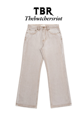 TBR 石膏燕麦色水洗极简素牛elegant版型宽松直筒牛仔裤