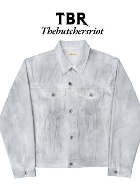 TBR白色鼹鼠皮污脏刀割破坏type4牛仔夹克