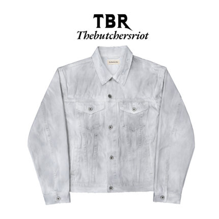 TBR白色鼹鼠皮污脏刀割破坏type4牛仔夹克