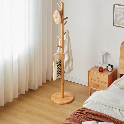 实木衣帽架落地客厅卧室单杆式