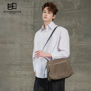 “男友穿搭 这包太顶了吧” 真皮斜挎包潮牌休闲单肩包| SFREEYA