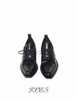 ROES elegant washed pleated thick-soled pointed-toe Derby leather shoes for both men and women's commuting, versatile for old money, trendy wizard boots thumbnail 6