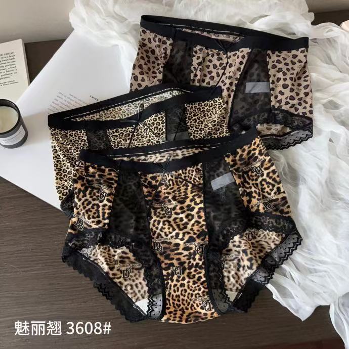 魅丽翘三条装浪漫豹纹性感内裤