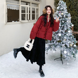 【现货】红色木耳花边90绒羽绒服102-958-P310-K468，女装羽绒服，浙宝102（原188）