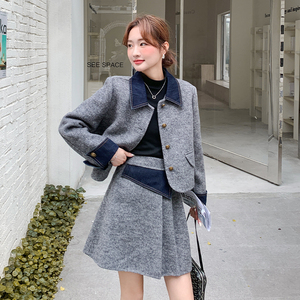 【现货】 新款小个子灰色双面羊毛套装102-950-P330-K489，女装毛呢外套，浙宝102（原188）