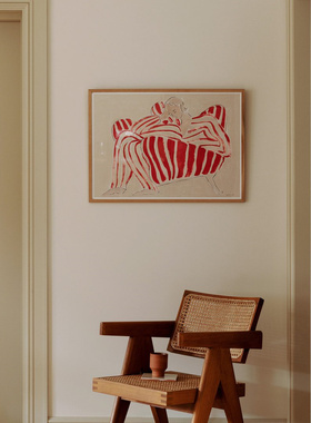 北欧丹麦设计Red Chair抽象设计现代风装饰画免打孔艺术装饰画
