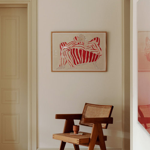 北欧丹麦设计Red Chair抽象设计现代风装饰画免打孔艺术装饰画