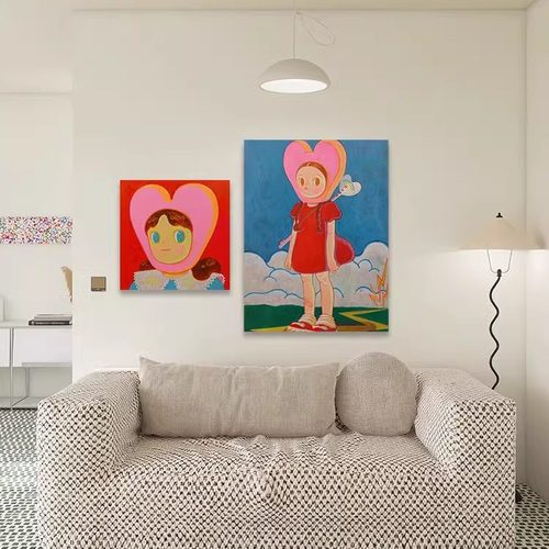 《少女心》ins风治愈系可爱卡通艺术萌物玄关装饰画卧室挂画送礼