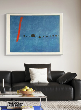 孟菲斯包豪斯挂画客厅大白墙装饰画工业风极简蓝色调治愈系中古风