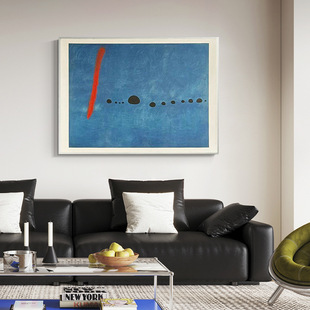 孟菲斯包豪斯挂画客厅大白墙装饰画工业风极简蓝色调治愈系中古风