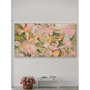 奶油风客厅背景墙装 饰画抽象艺术高端酒店壁画入户玄关挂画