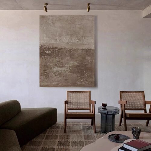 喷绘油画现代简约侘寂赤贫风民宿客厅装饰画抽象肌理立体玄关挂画