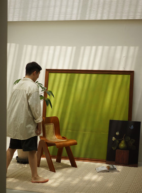 春辰绿影挂画装饰画客餐厅入户玄关沙发背景墙落地画