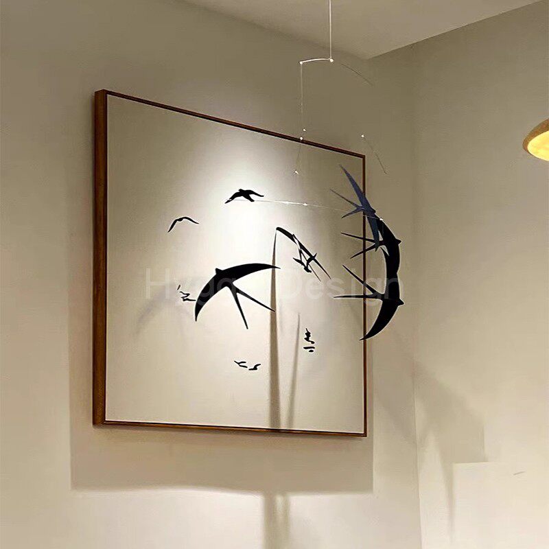 侘寂风奶油风入户玄关装饰画海燕旋转客厅沙发背景墙电表箱挂画